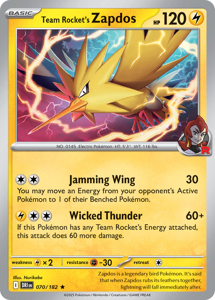 070/182 Team Rocket’s Zapdos (Reverse Holo)